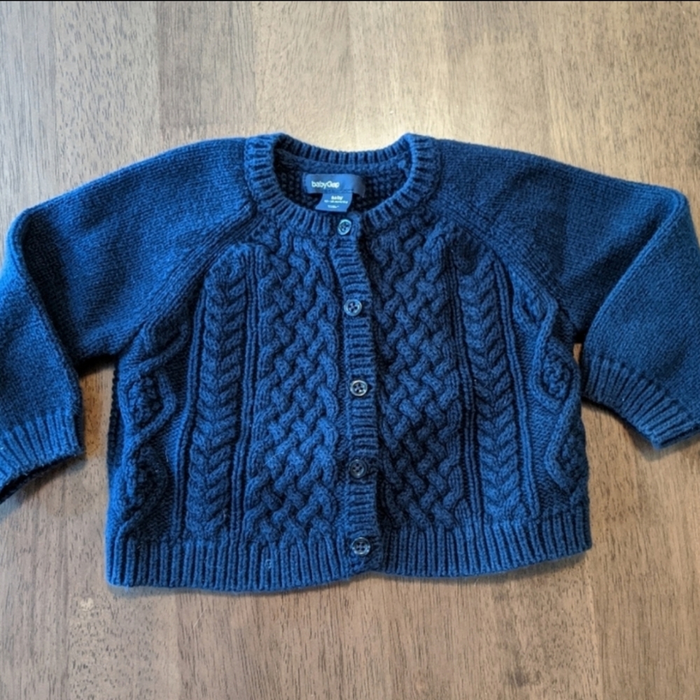 Baby Gap Dark Blue Cable Knit Sweater 12-18M